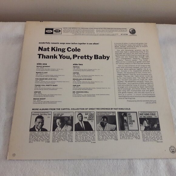 1967 Nat King Cole "Thank You Pretty Baby" Vinyl Record ST 2759 - Picture 4 of 4